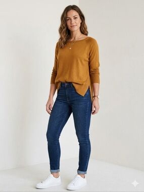 Zara Fine Knit Jumper In Golden Brown, Size L